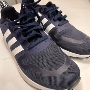 Adidas casual shoes. Barely worn, too tight for me. 9.5US. Navy blue color.